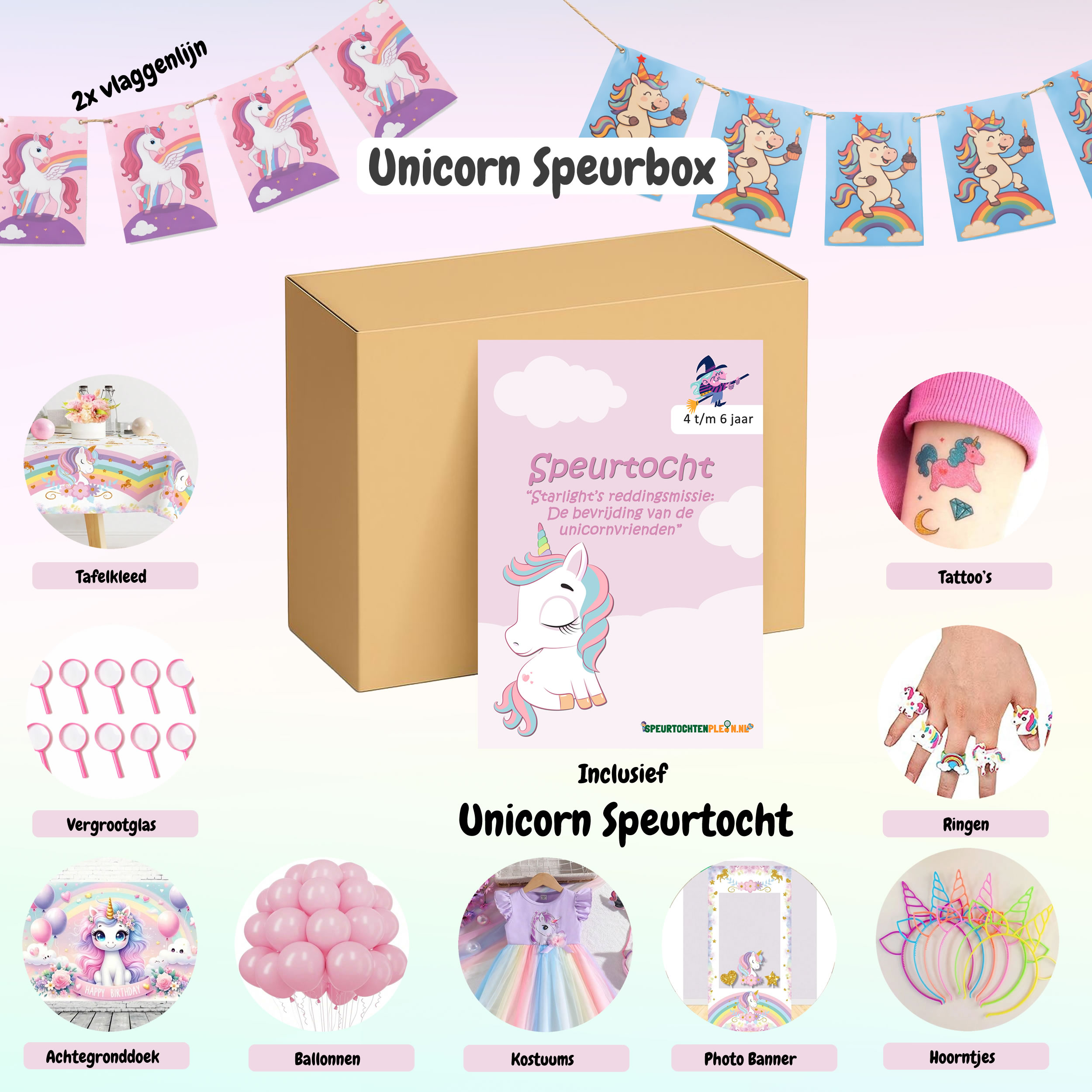 Unicorn Speurbox – Compleet feestpakket voor 10 kinderen