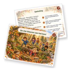 Voorbeeld van een opdrachtkaart met speluitleg uit de bos Speurtocht
