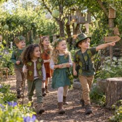 Kinderen op speurtocht tijdens een bos Speurtocht kinderfeestje