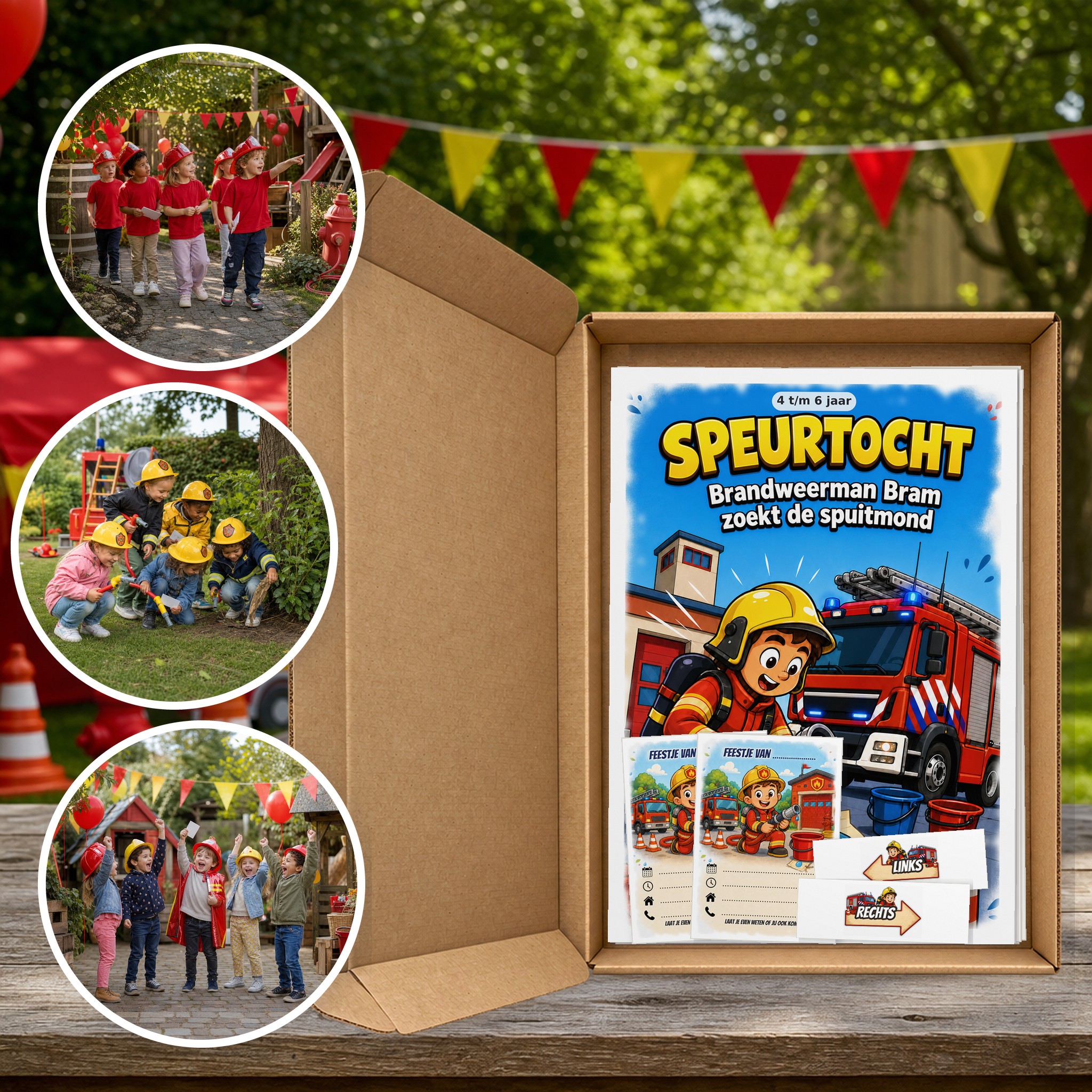 Brandweer Speurtocht als brievenbuspakket, met foto's van kinderen op speurtocht