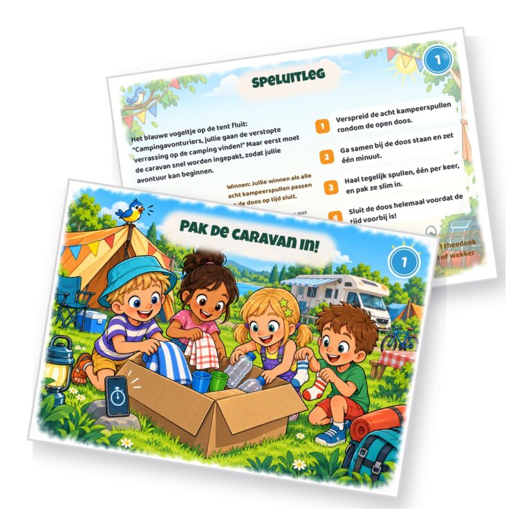 Voorbeeld van een opdrachtkaart met speluitleg uit de camping Speurtocht