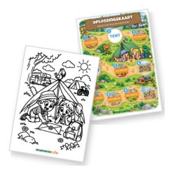 Oplossingskaart en kleurplaat van de camping Speurtocht