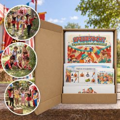 Circus Speurtocht als brievenbuspakket, met foto's van kinderen op speurtocht