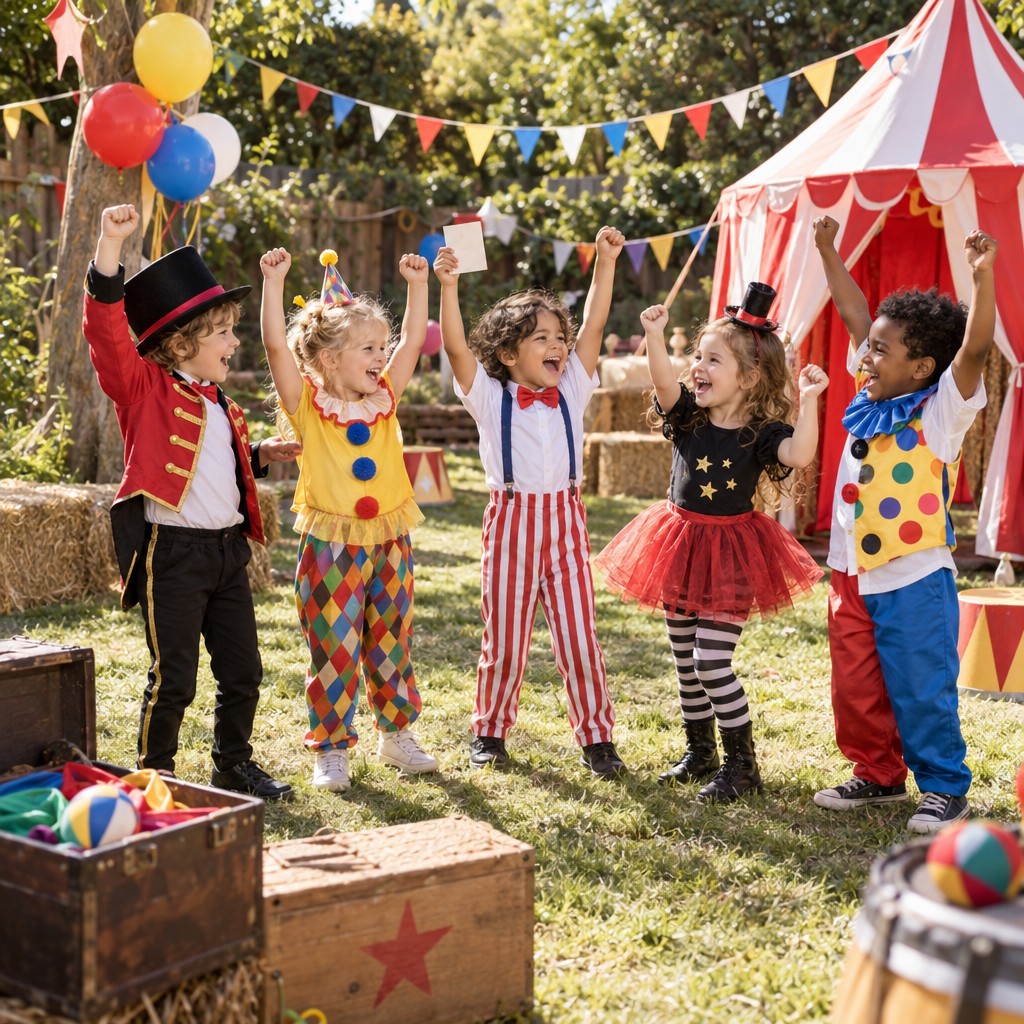 Blije kinderen hebben de schat gevonden bij de Circus Speurtocht