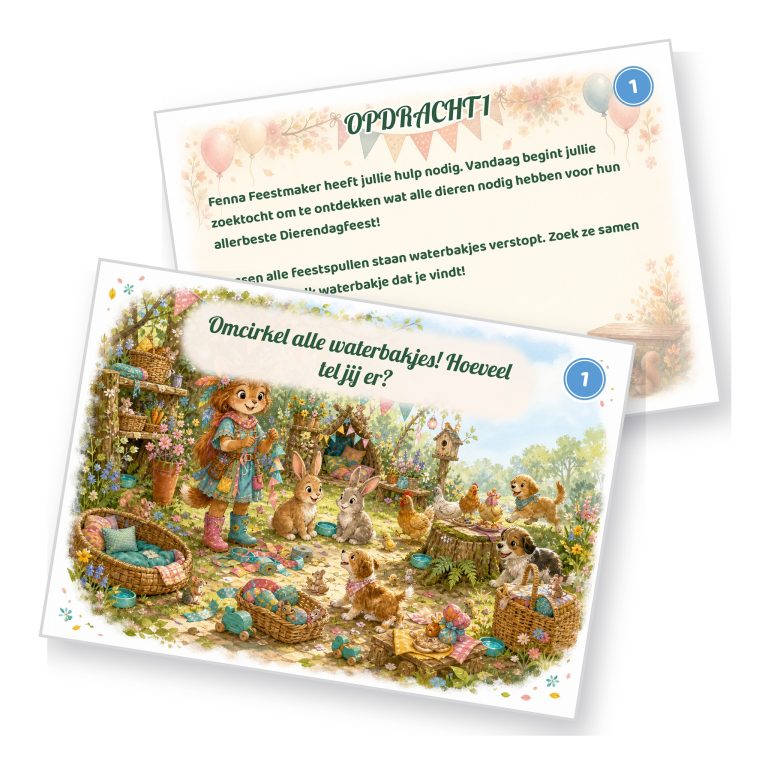 Voorbeeld van een opdrachtkaart met speluitleg uit de Dierendag Speurtocht