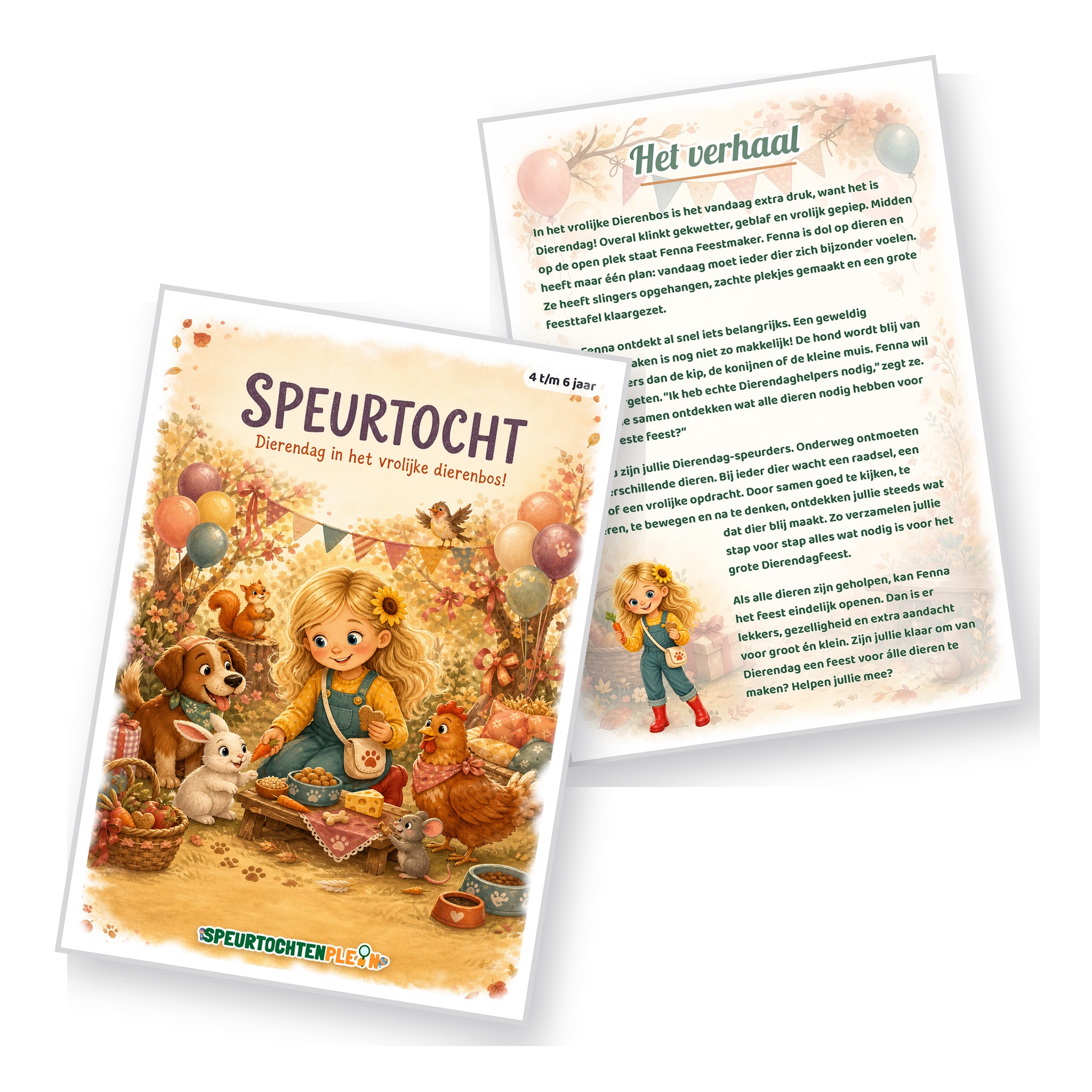 Voorblad en verhaal van de Dierendag Speurtocht