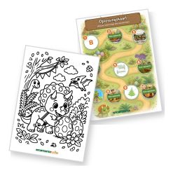 Oplossingskaart en kleurplaat van de Dino Speurtocht