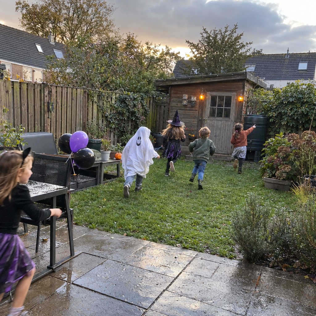 Blije kinderen hebben de schat gevonden bij de Halloween Speurtocht