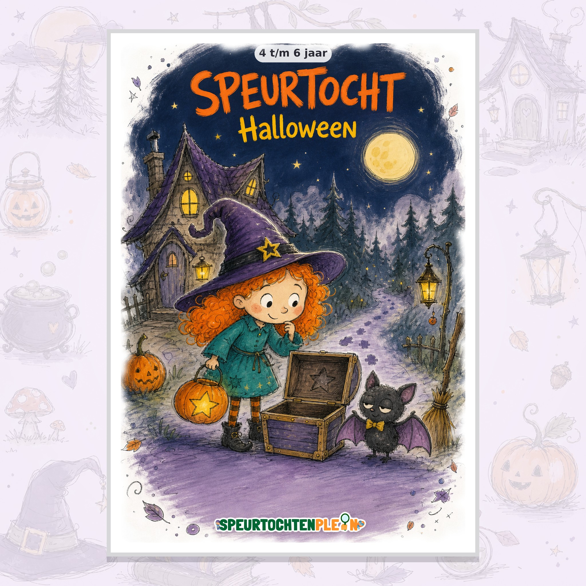 Voorblad van de Halloween Speurtocht met Heks Lyla, de heks die de geheime Halloween-schat bewaart