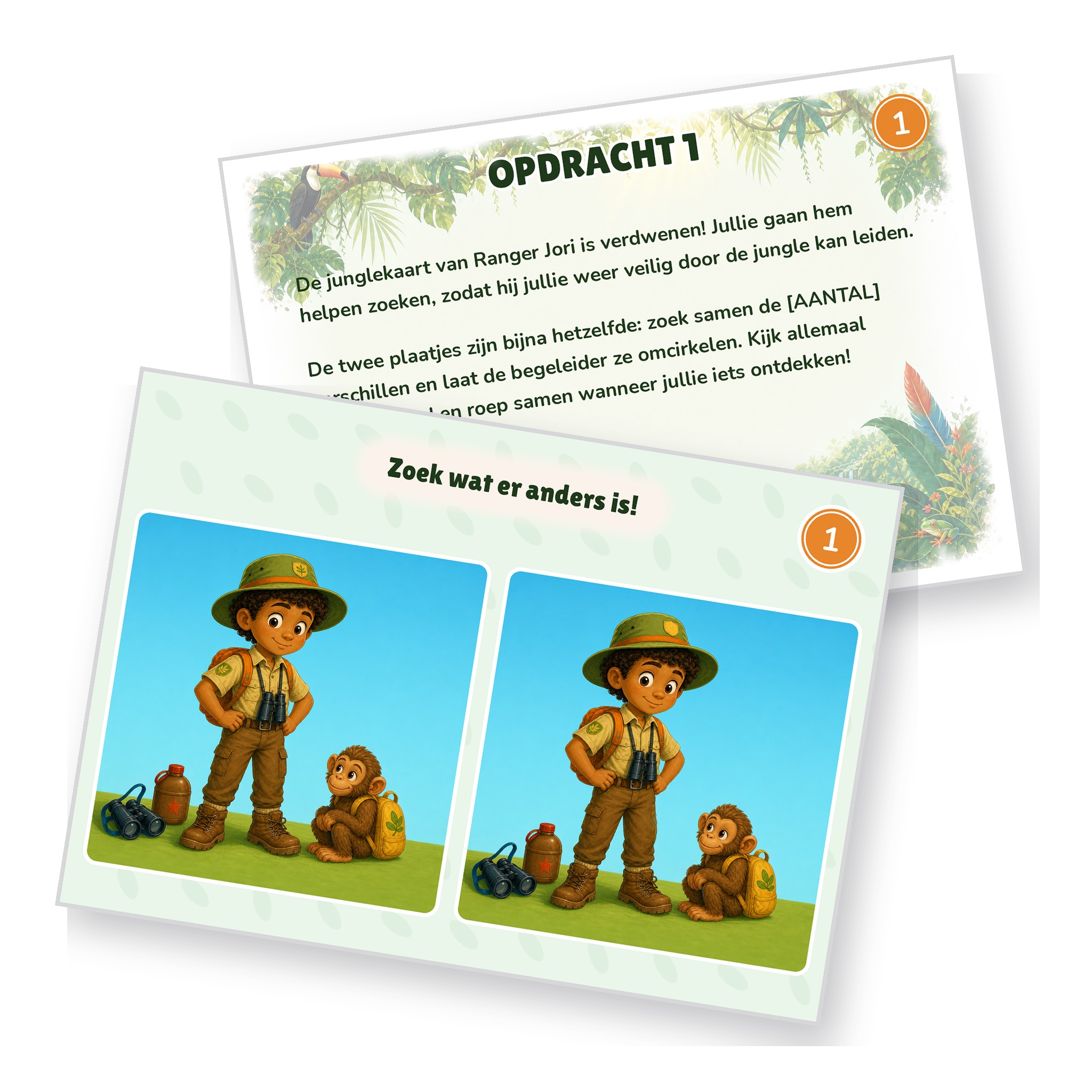 Voorbeeld van een opdrachtkaart met speluitleg uit de Jungle Speurtocht