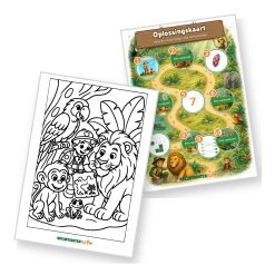 Oplossingskaart en kleurplaat van de Jungle Speurtocht