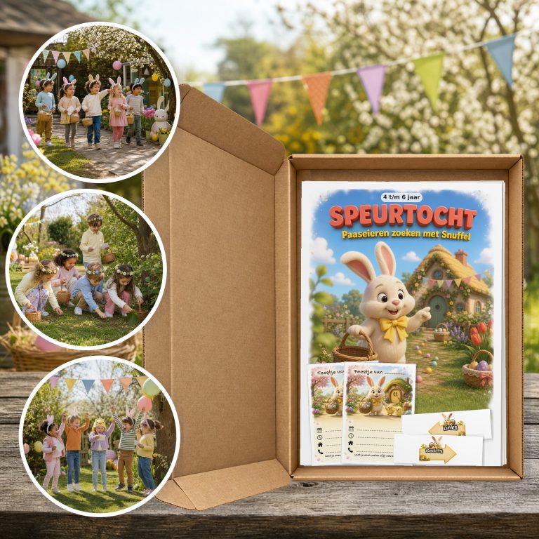 Pasen Speurtocht als brievenbuspakket, met foto's van kinderen op speurtocht