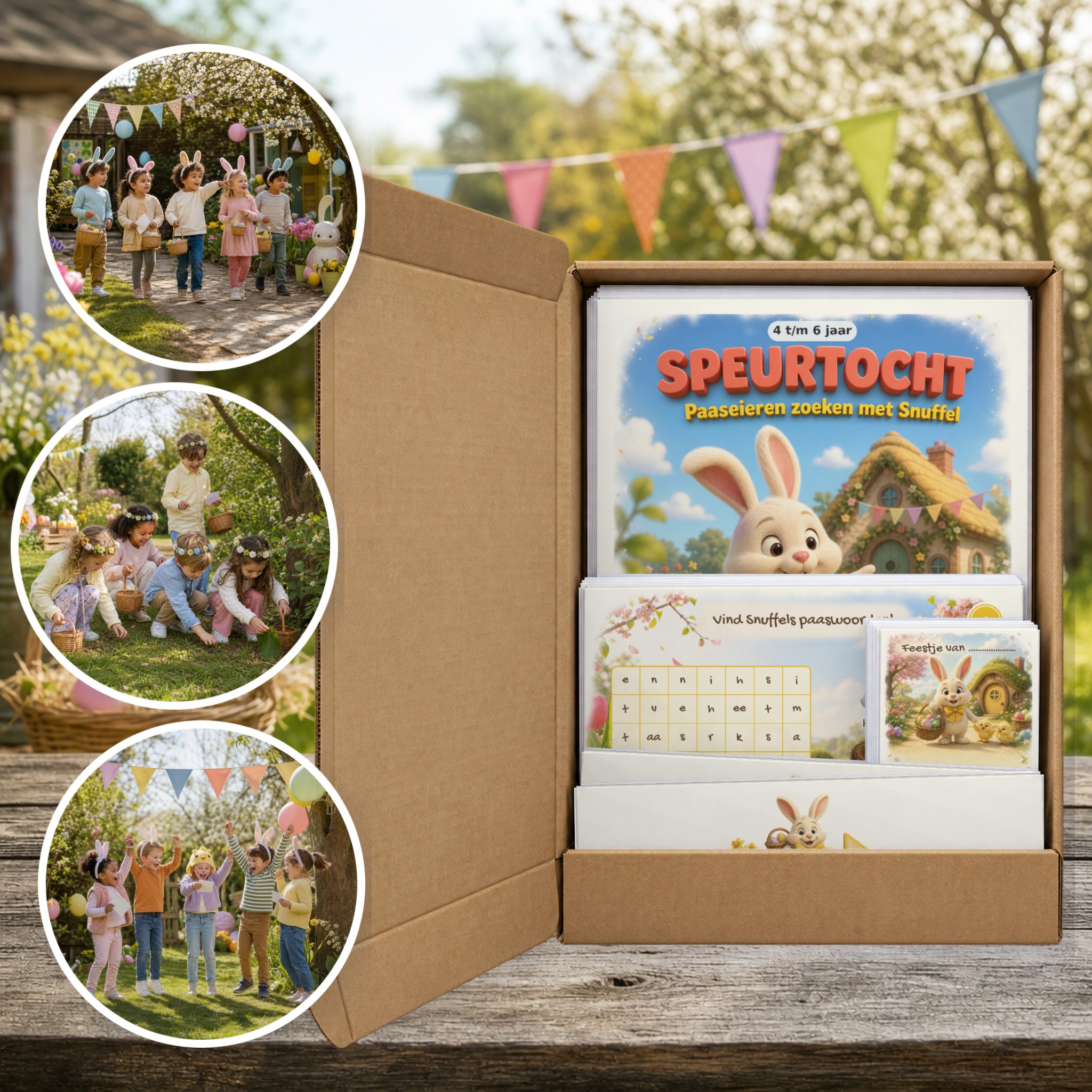 Pasen Speurtocht als brievenbuspakket, met foto's van kinderen op speurtocht