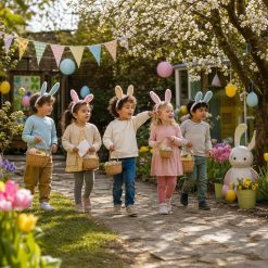 Kinderen op speurtocht tijdens een Pasen Speurtocht kinderfeestje