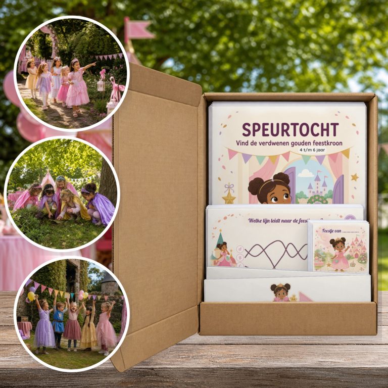 Prinses Speurtocht als brievenbuspakket, met foto's van kinderen op speurtocht