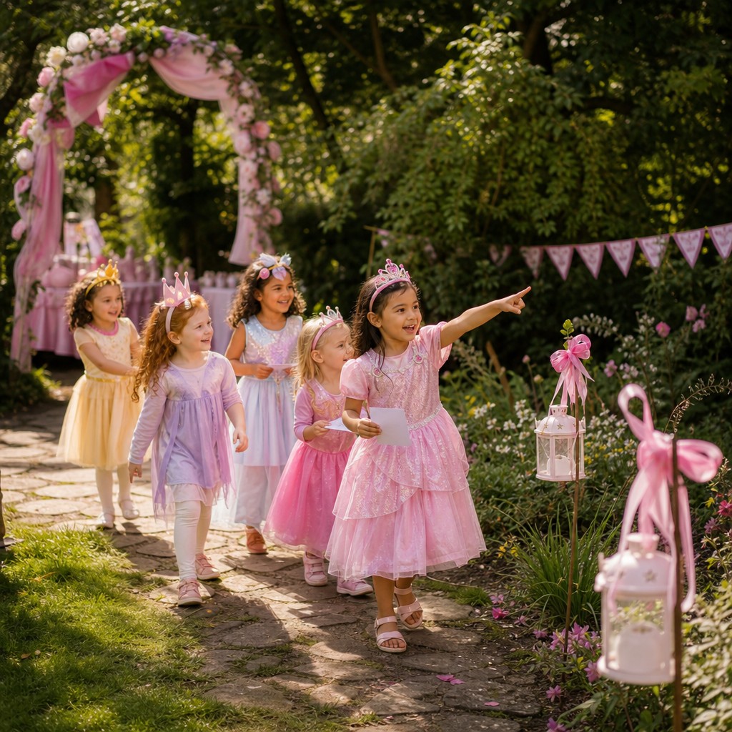 Kinderen op speurtocht tijdens een Prinses Speurtocht kinderfeestje