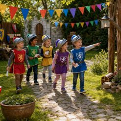 Kinderen op speurtocht tijdens een Ridder Speurtocht kinderfeestje