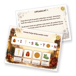 Voorbeeld van een opdrachtkaart met speluitleg uit de Sinterklaas Speurtocht