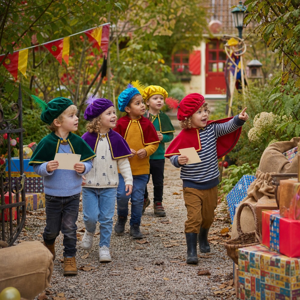 Kinderen op speurtocht tijdens een Sinterklaas Speurtocht kinderfeestje