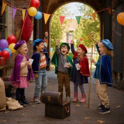 Blije kinderen hebben de schat gevonden bij de Sinterklaas Speurtocht