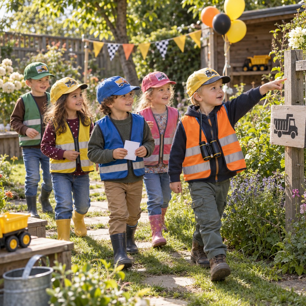 Kinderen op speurtocht tijdens een Truckspotter Speurtocht kinderfeestje