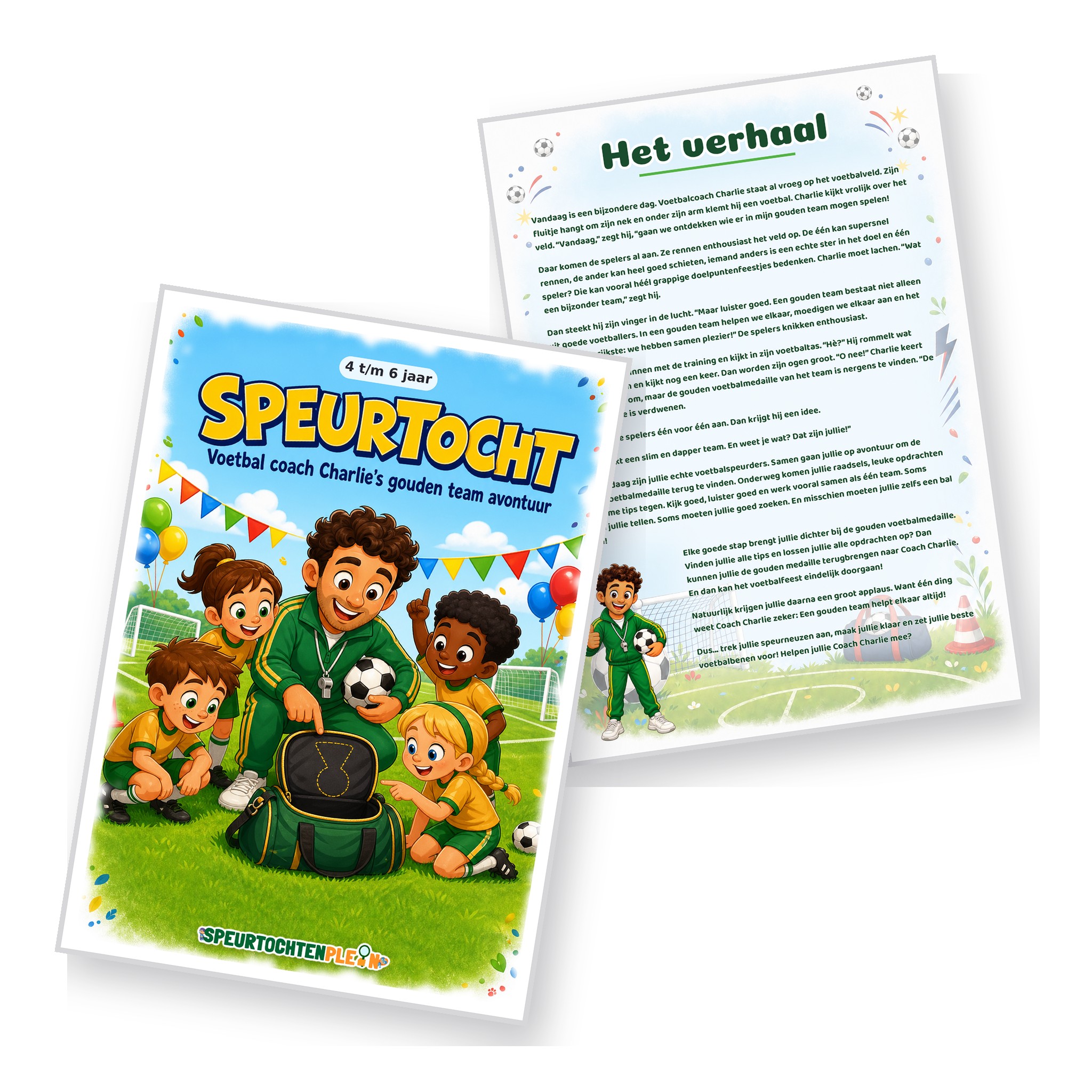 Voorblad en verhaal van de voetbal Speurtocht