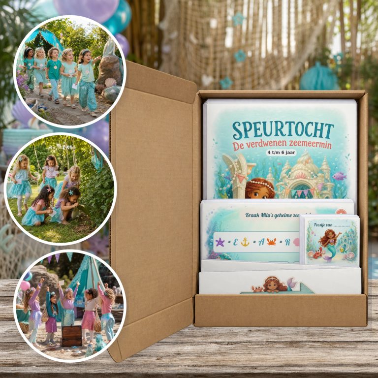 Zeemeermin Speurtocht als brievenbuspakket, met foto's van kinderen op speurtocht